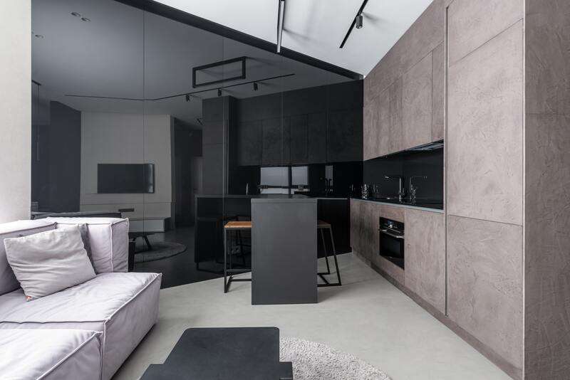 Top modular kitchen colour combination 2022 6 Black with warm metallics modular kitchen