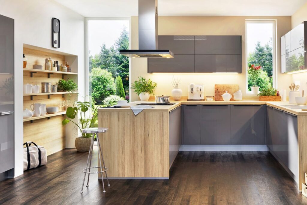 Modern modular kitchen designs 2026: alea’s smart ideas for indian homes 2 U-shaped modern modular kitchen designs layout with ample counter space, smart storage units, and contemporary style for indian homes.